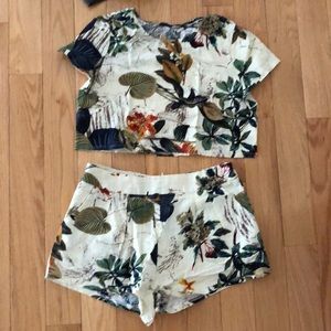shein floral matching two-piece set
